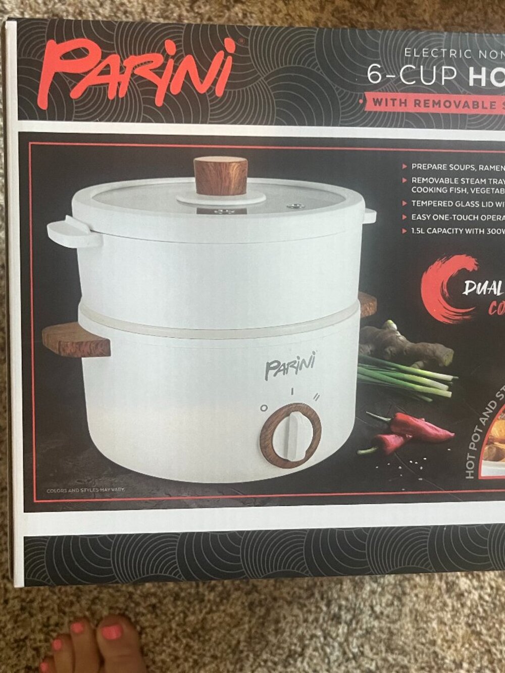 6 cup hot pot with steam tray